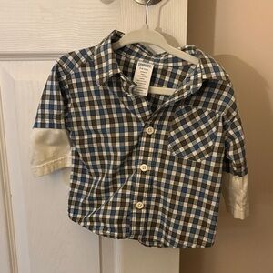 Gymboree Navy and White Plaid Button Down Shirt